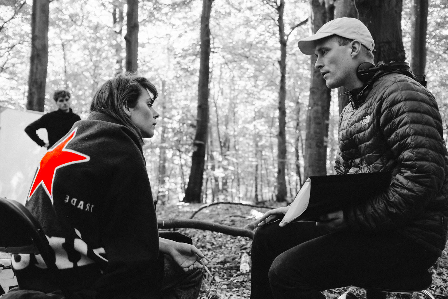 Kristian Lidegaard directing on location in a forest